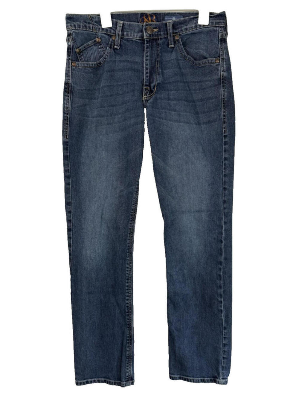 Rock & Republic Neil Straight Mens Sz 34x34 Dark Wash Jeans Stretch Flap Pockets